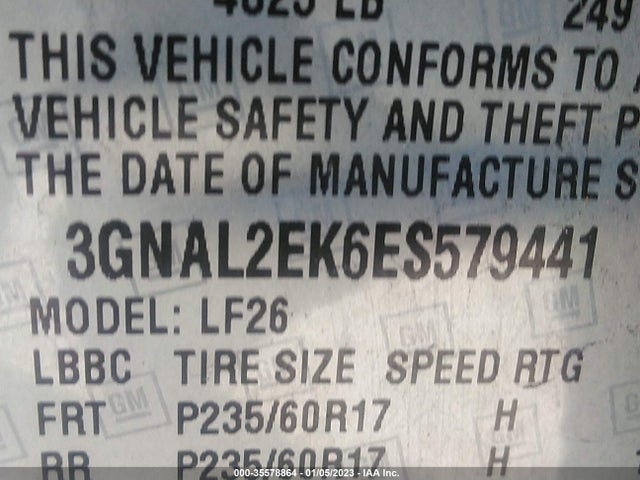 2014 CHEVROLET CAPTIVA SPORT FLEET LS VIN: 3GNAL2EK6ES579441