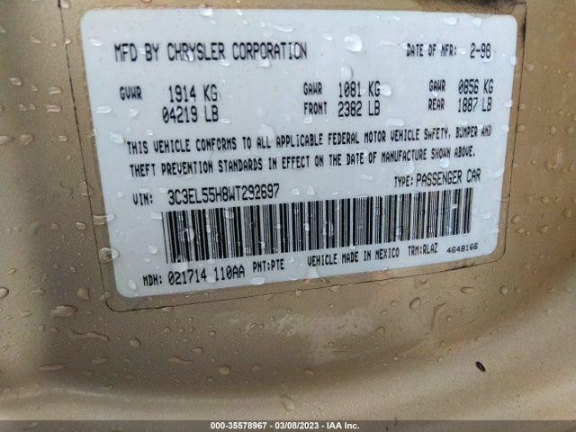 3C3EL55H8WT292697 Chrysler Sebring Jxi