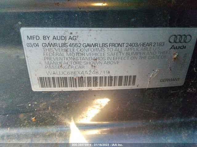 WAUJC68EX4A248719 Audi A4 1.8T