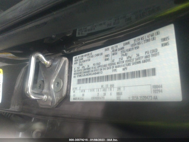 Продажа на аукционе авто 2019 Ford Escape Titanium, vin: 1FMCU0J93KUA84613, номер лота: 35579215
