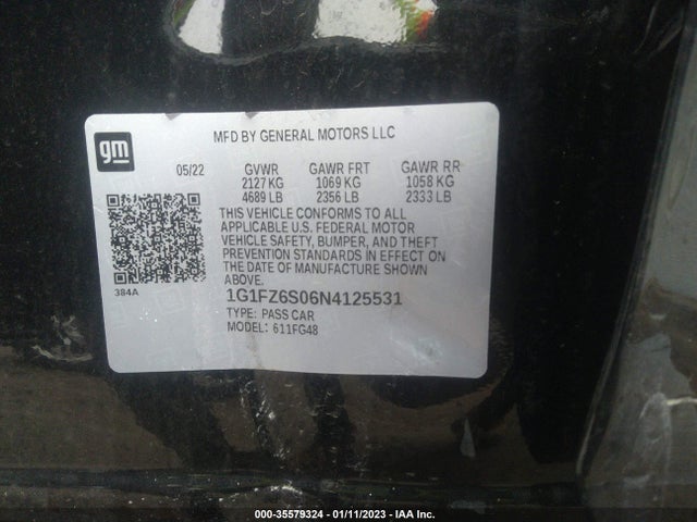 2022 Chevrolet Bolt EV, VIN: 1G1FZ6S06N4125531