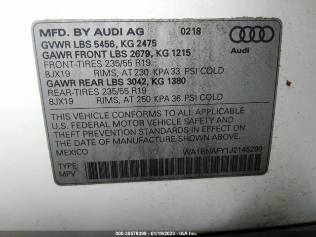 WA1BNAFY1J2145299 Audi Q5 Premium Plus