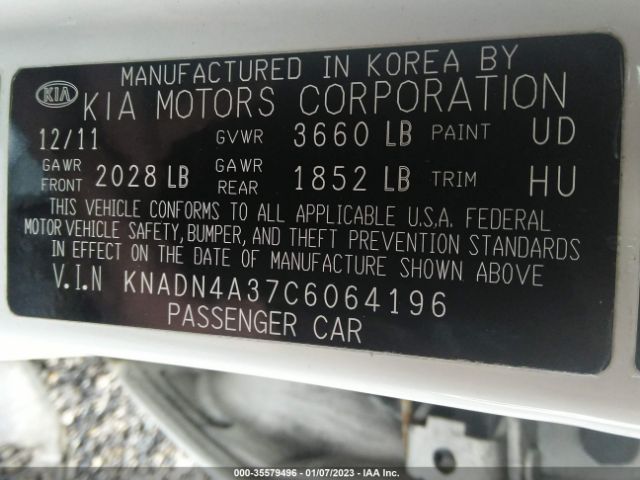 KNADN4A37C6064196 KIA Rio Sx