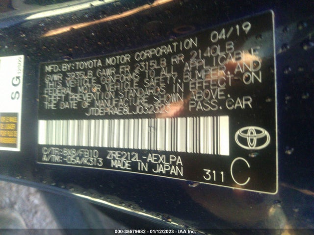 2020 Toyota Corolla, VIN: JTDEPRAE8LJ032323