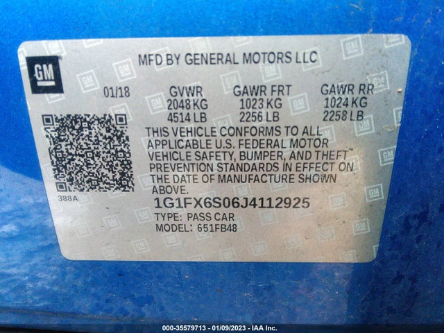 2018 Chevrolet Bolt EV, VIN: 1G1FX6S06J4112925