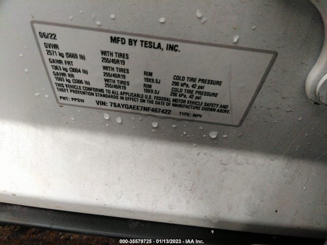 Tesla Model Y Long Range 2022 7SAYGAEE7NF467422 Image 9