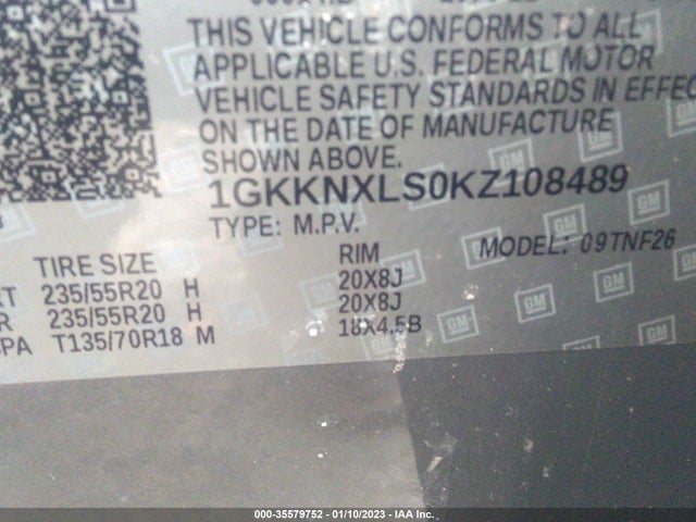 GMC Acadia Denali 2019 1GKKNXLS0KZ108489 Image 9