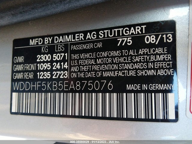 2014 MERCEDES-BENZ E 350 VIN: WDDHF5KB5EA875076