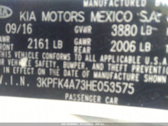 3KPFK4A73HE053575 KIA FORTE LX