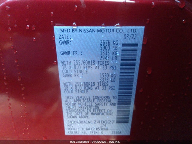 2022 Nissan Pathfinder, VIN: 5N1DR3BA1NC240027