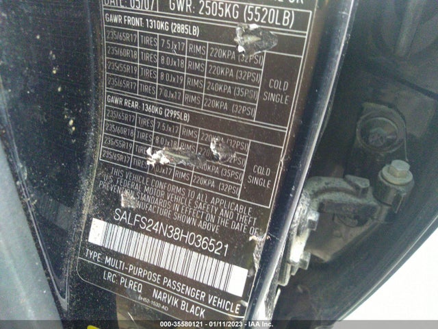 2008 LAND ROVER LR2 SE VIN: SALFS24N38H036521