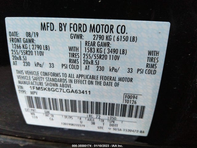 2020 Ford Explorer, VIN: 1FM5K8GC7LGA63411