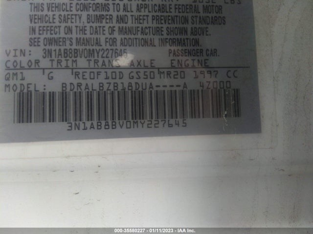 2021 NISSAN SENTRA S VIN: 3N1AB8BV0MY227645