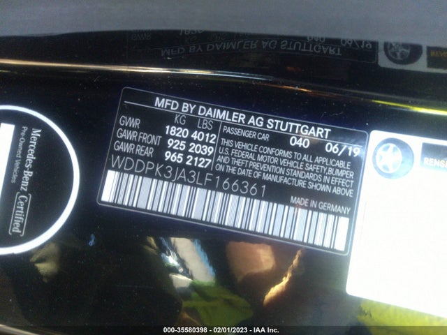2020 Mercedes-Benz SLC-Class, VIN: WDDPK3JA3LF166361