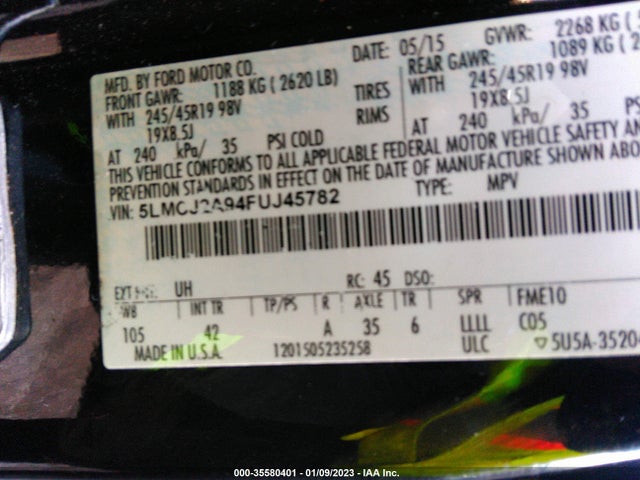 Lincoln MKC 2015 5LMCJ2A94FUJ45782 Image 9