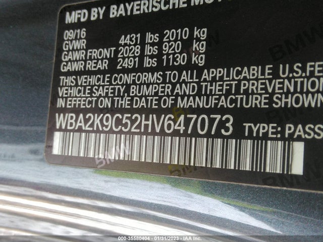 2017 BMW 2 Series, VIN: WBA2K9C52HV647073