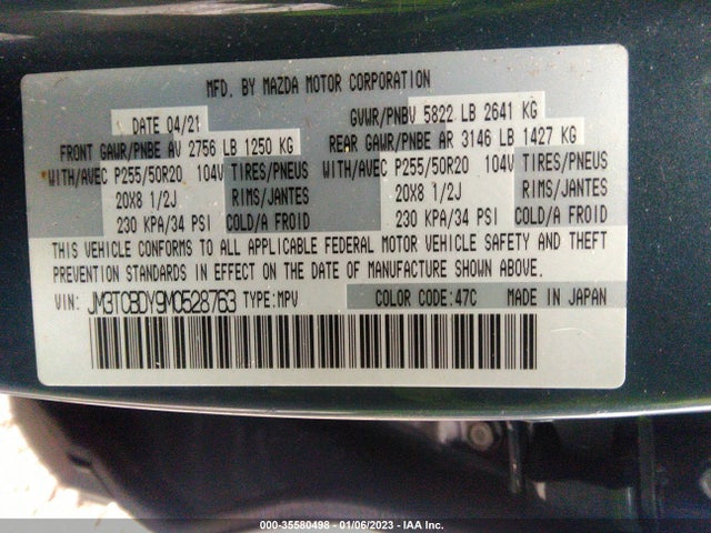 2021 Mazda CX-9, VIN: JM3TCBDY9M0528763