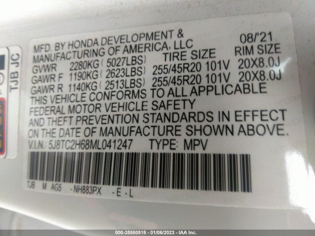 5J8TC2H68ML041247 Acura Rdx W/a-spec Package