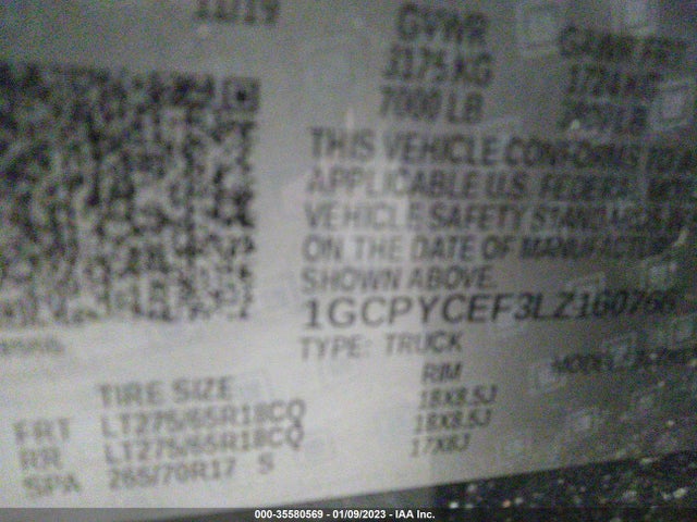 2020 Chevrolet Silverado 1500, VIN: 1GCPYCEF3LZ160766