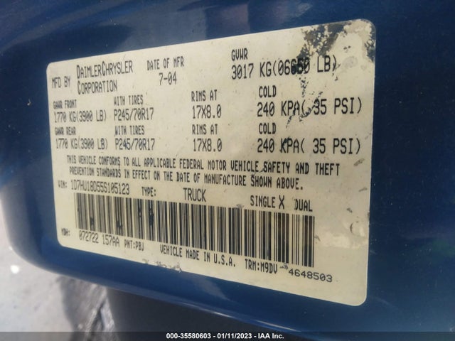 Dodge Ram 1500 Slt 2005 1D7HU18D55S105123 Image 10
