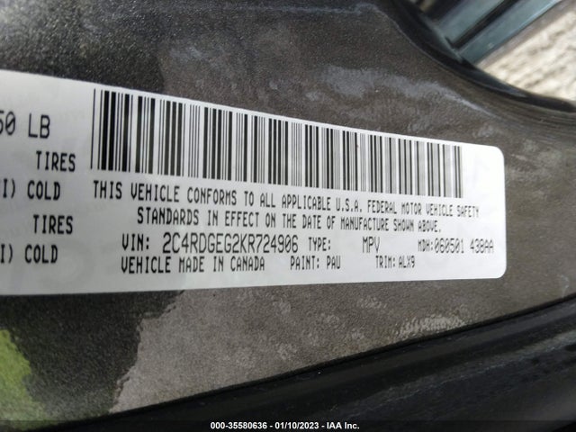 Dodge Grand Caravan Gt 2019 2C4RDGEG2KR724906 Image 9