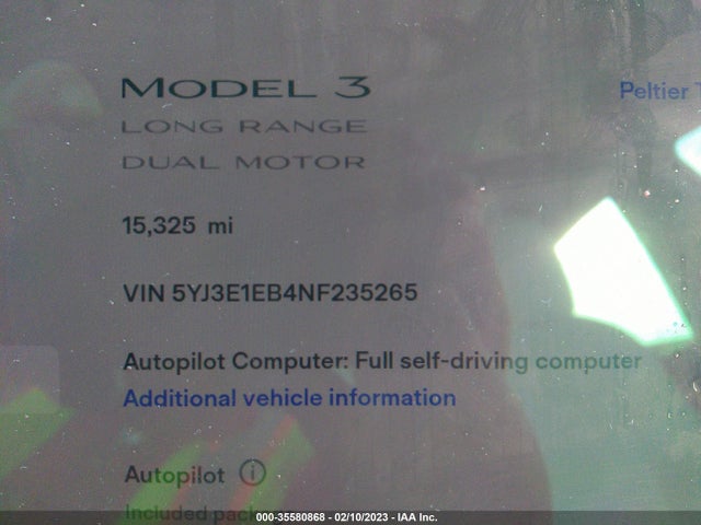 Tesla Model 3 Long Range 2022 5YJ3E1EB4NF235265 Image 7