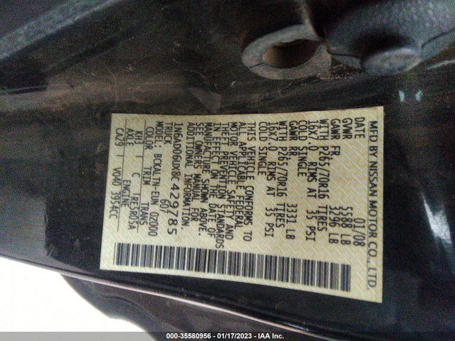 2008 NISSAN FRONTIER SE VIN: 1N6AD06UX8C429785
