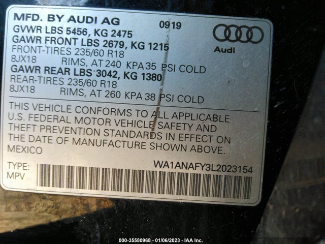 2020 Audi Q5, VIN: WA1ANAFY3L2023154