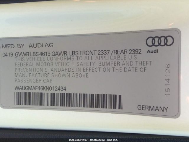 WAUGMAF46KN012434 Audi A4 40 Premium/40 Titanium Premium