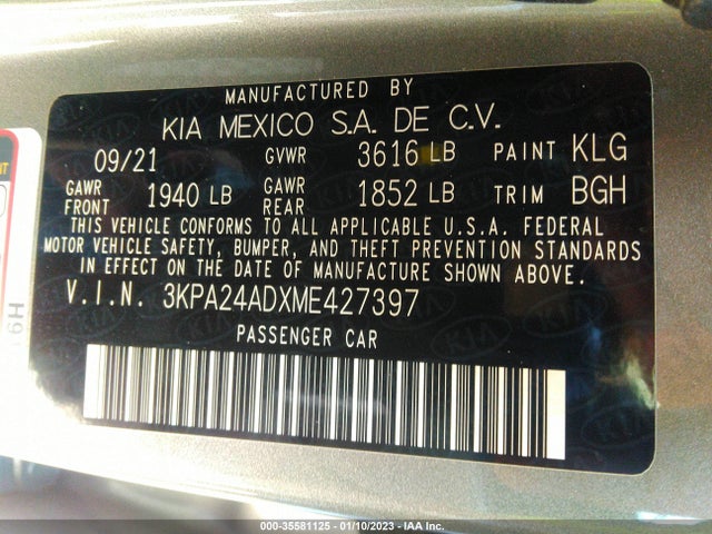 2021 Kia Rio, VIN: 3KPA24ADXME427397