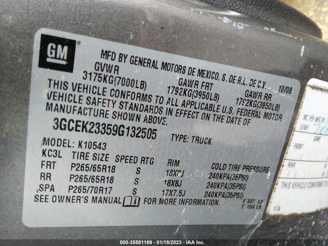 Chevrolet Silverado 1500 Lt 2009 3GCEK23359G132505 Image 10