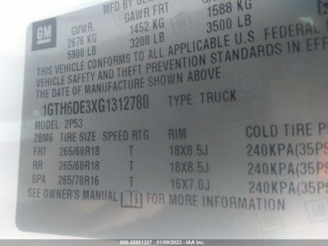 1GTH6DE3XG1312780 GMC Canyon 4wd Slt