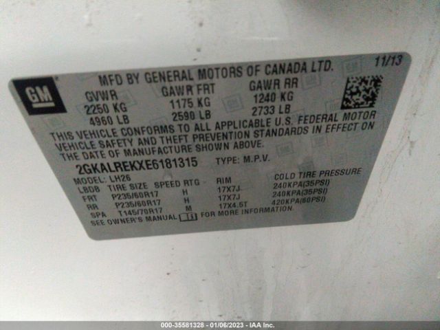 2GKALREKXE6181315 GMC Terrain Sle