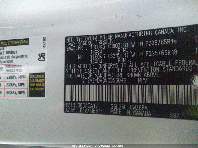 Lexus RX 2022 2T2AZMDA3NC356049 Image 10