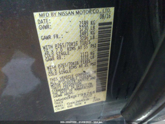 1N6AD0ER4GN798268 Nissan Frontier S/sv/desert Runner/sl