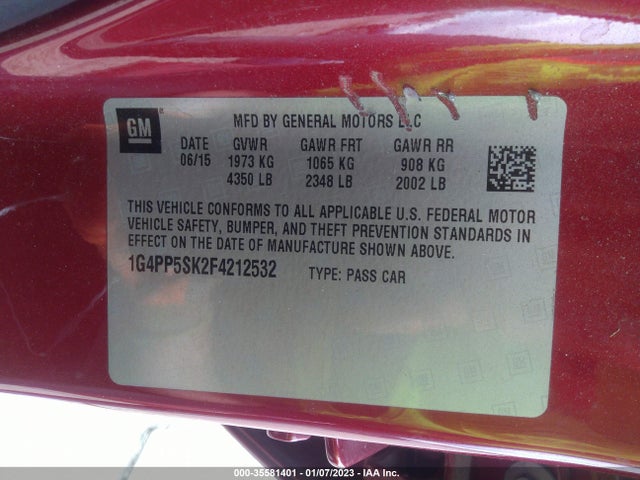2015 Buick Verano, VIN: 1G4PP5SK2F4212532