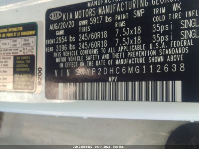5XYP2DHC6MG112638 KIA Telluride Lx