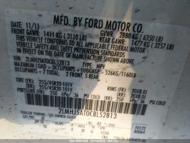 Lincoln Mkt W/ecoboost 2012 2LMHJ5AT0CBL52813 Image 10