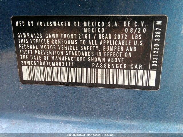 3VWC57BU7LM083111 Volkswagen Jetta S/se/r-line