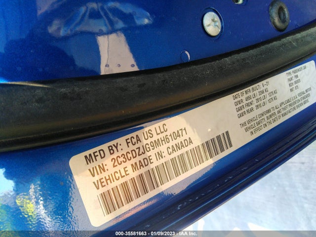 2021 Dodge Challenger, VIN: 2C3CDZJG9MH610471