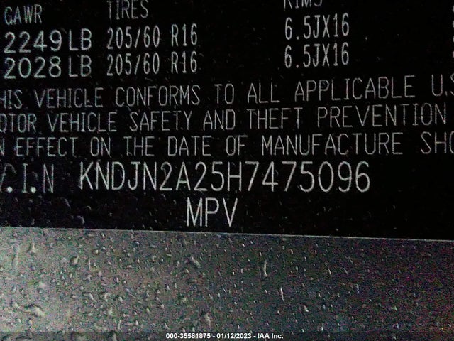 KIA Soul Base 2017 KNDJN2A25H7475096 Image 15