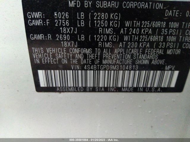 4S4BTGPD9M3104813 Subaru Outback Touring Xt