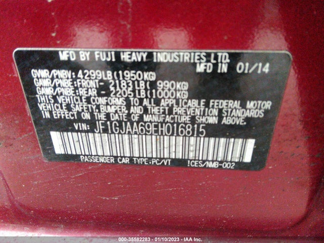 Subaru IMPREZA SEDAN 2014 JF1GJAA69EH016815 Image 9