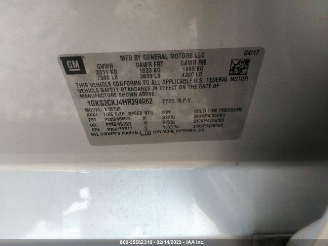 1GKS2CKJ4HR294962 GMC YUKON DENALI