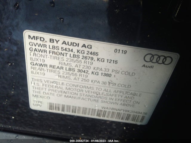 2019 Audi Q5, VIN: WA1BNAFY8K2049476