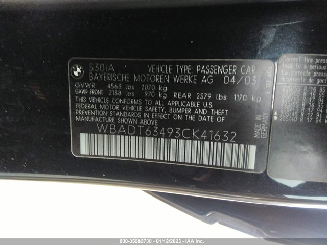 BMW 5 Series 2003 WBADT63493CK41632 Image 10
