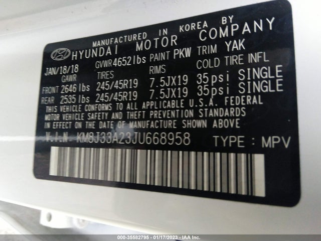 2018 Hyundai Tucson, VIN: KM8J33A23JU668958