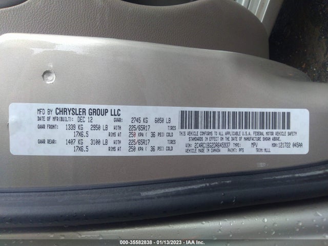 2013 CHRYSLER TOWN & COUNTRY TOURING VIN: 2C4RC1BG2DR645937
