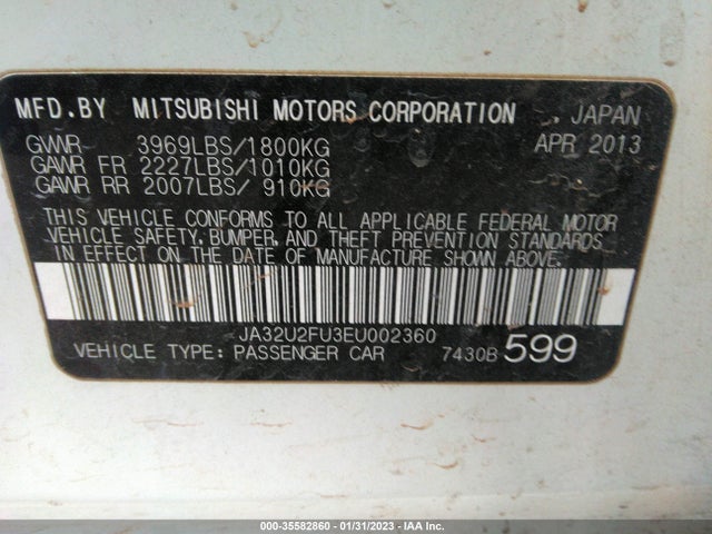 JA32U2FU3EU002360 Mitsubishi LANCER ES