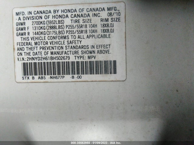 Acura MDX 2011 2HNYD2H61BH502679 Image 11